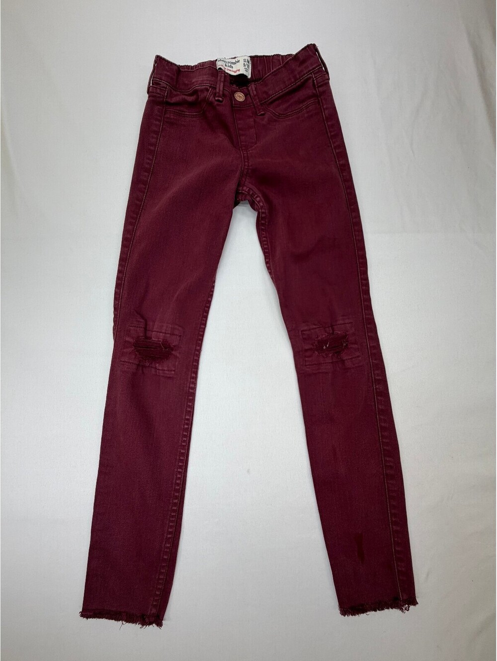 Abercrombie Kid's Pull-On Jean Leggings Distressed Skinny Slim Fit  Size 9 Wine